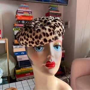 Vintage Joal New York cheetah leopard print fur hat